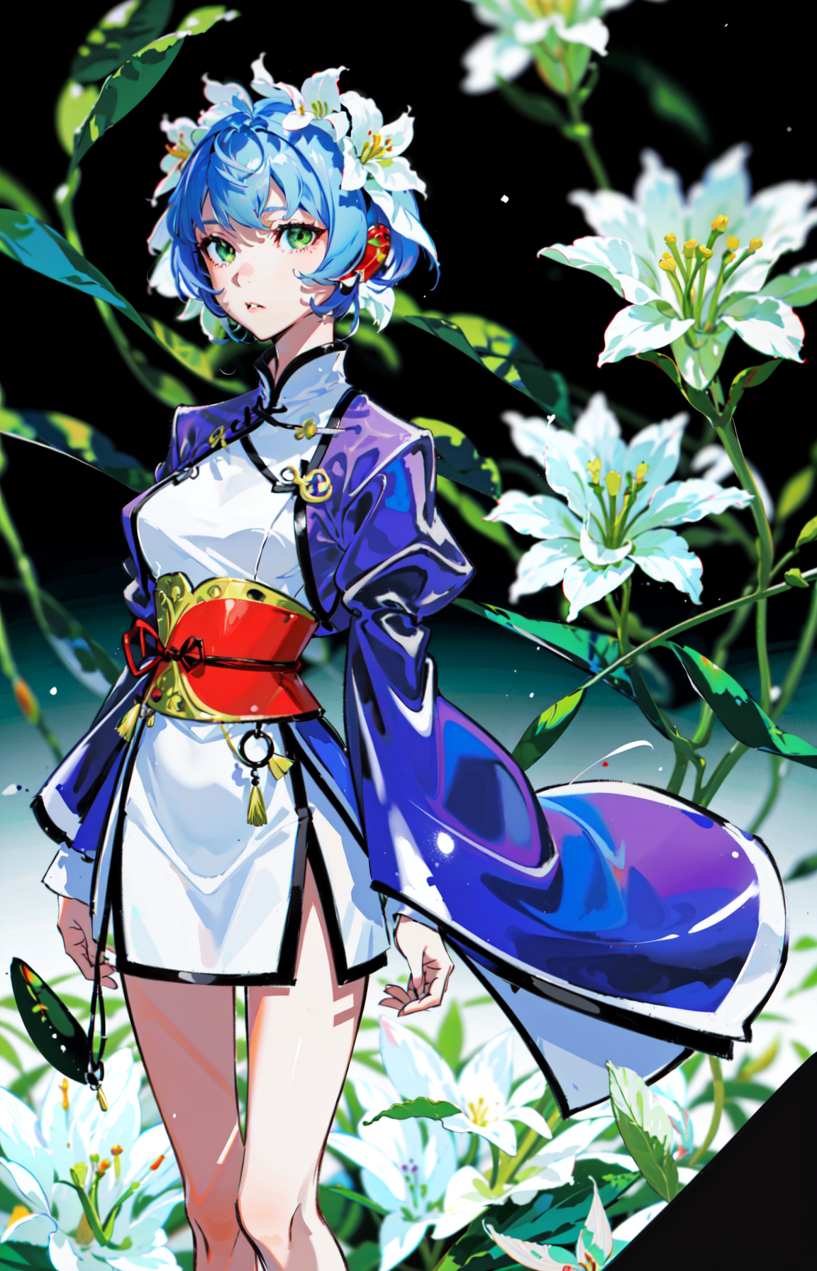 05632-3653777381-best quality, masterpiece,  1girl,  _kohinata miku,  short hair, black hair,  green eyes, big hair_bow, unhappy, medium breasts,.png